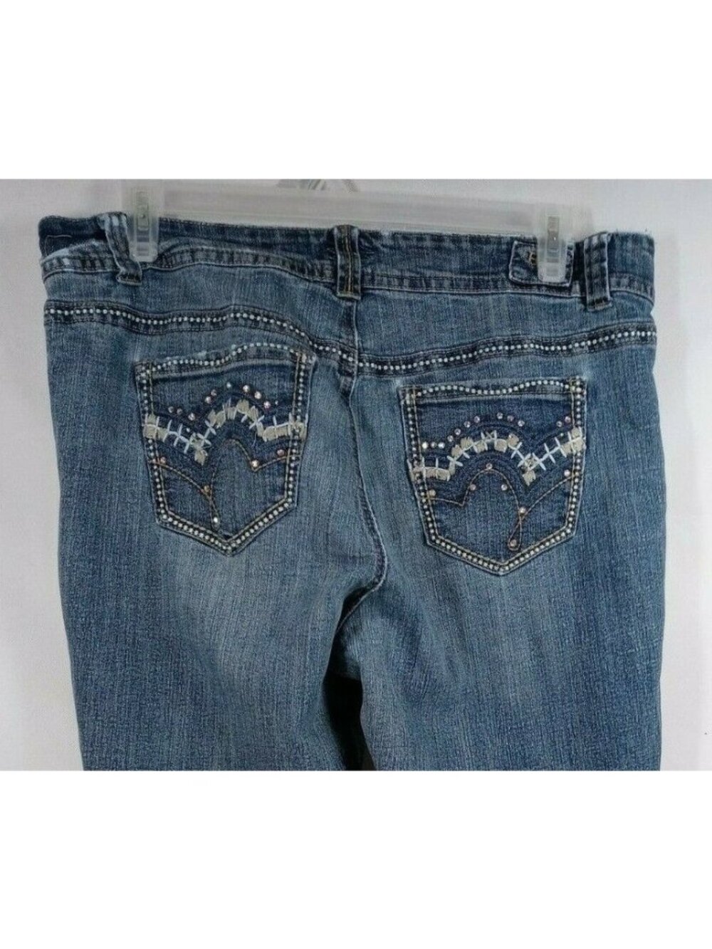H2J By Hydraulic  Beaded Thick Stitched Whiskered Distressed Jeans Size 38x30